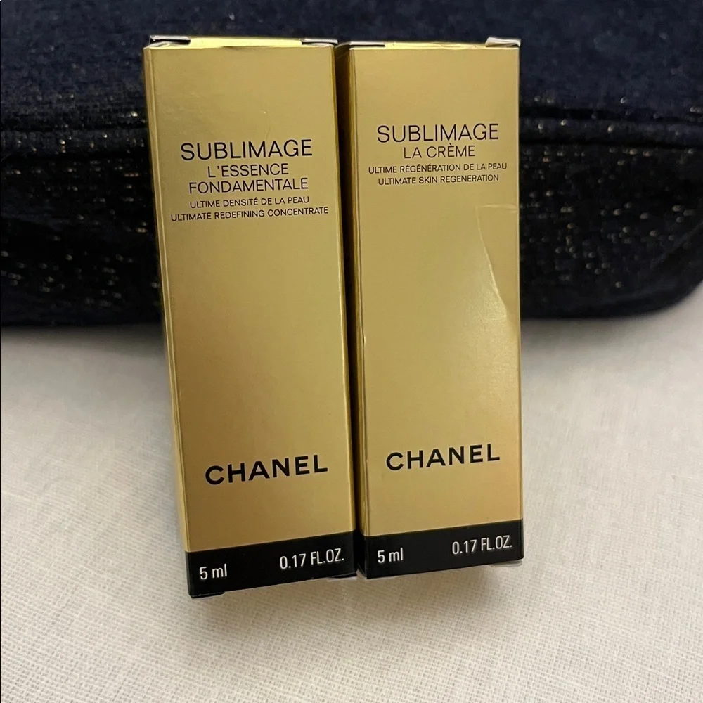 Chanel Navy Cosmetic Bag with Sublimage Skincare